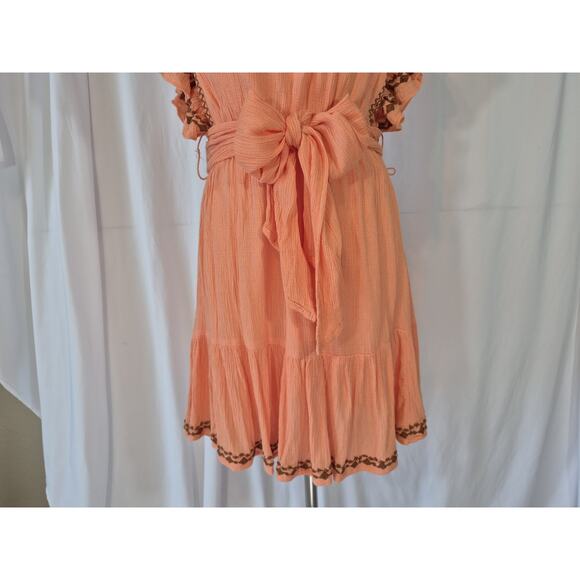 Free People Women's Orange Embroidered Weekend Brunch Mini Dress XS - Picture 4 of 9